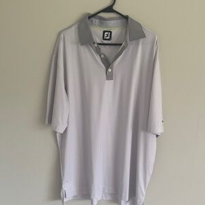 FootJoy Gray Polo with Dark Gray Collar and Subtle Pattern